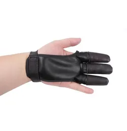 Archery Finger Guard Hand Protector Gloves Tab Safety PU Cow Leather Right Hand Hunting Black Shooting Outdoor2689226