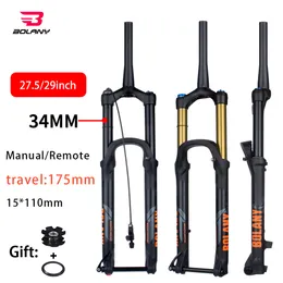 BOLANY 175mm Travel 27,5/29 pollici MTB Bike Fork Thru Axle 15*110mm Boost Fork Regolazione del rimbalzo Bicyle Down Hill per DH AM