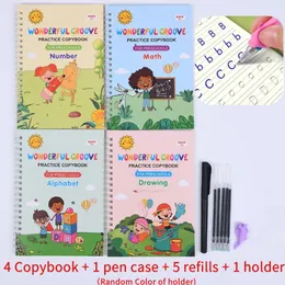 Copia di copia inglesi impostata per bambini con penna magica, 4 libri di copie, custodia da 1 penna, 5 ricariche e 1 titolare, libro di esercizi inglesi con Alpha