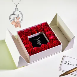 Подарки для женских ювелирных украшений подвесное ожерелье /мыло Eternal Rose Gift Box Day's Day's Gewelry Jewelry Swedding Подарки