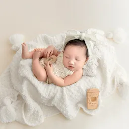 Cobertor de bebê de malha com borlas de fotografia recém -nascida adereços de malha.