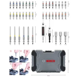 Bosch 2607017702 43 Piece Bit/Nut Setter Masonry Drill Bits Sets Magnetic Universal Holder Power Tools Accessories