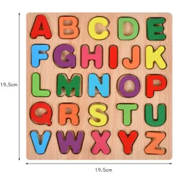 Montessori 나무 장난감 나무 퍼즐 알파벳 번호 모양 일치하는 3D 퍼즐 보드 게임 교육 장난감 어린이 선물