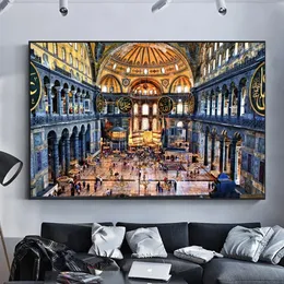 Türkei Istanbul Ayasofya Hagia Sophia Moschee Landschaft Poster für Wohnzimmer Wohnzimmer Dekor Islamische Leinwand Malkunst Malkunst