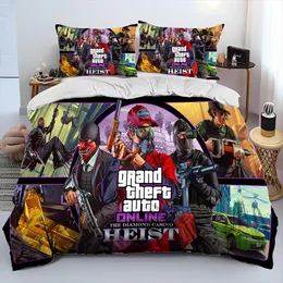 3D Grand Theft Auto GTA Game Game Gamemer Comforter Steepding, подмолочная крышка набор стеганого одеяла, набор постельных принадлежностей King Queen Size