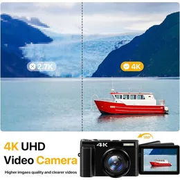 フォトグラフィー用の4Kデジタルカメラオートフォーカス180度フリップスクリーン付き4Kカメラ、YouTubeビデオ用の16xアンチシェイクブロギングカメラ、SDカード付きのコンパクトカメラ