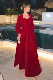 Vestidos de vestido elegante vermelho Host Dresses Fish Tail Bridesmaid Sisters Group Group Graduion Cerimony Ball 240408
