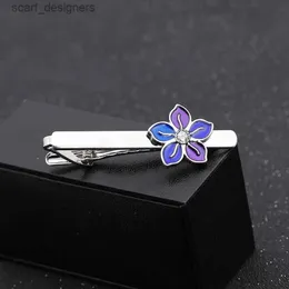 Tie Clips British style mens business shirt fashionable and simple floral copper tie clip cufflinks womens beauty graduation gift Y240411