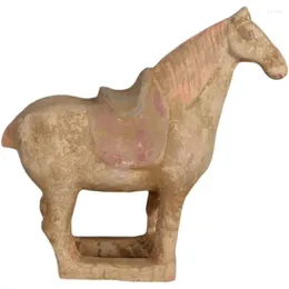 Figurine decorative cinesi Tan-color Glazed Ceramics Grey War Cavallo Statue di porcellana 7,7 pollici