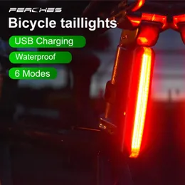 1pc Bicycle Rear Light 26 COB LED Waterproof 100LM USB Charging 6 Flashing Modes Warning Rear Tail Warning Lights Highlight