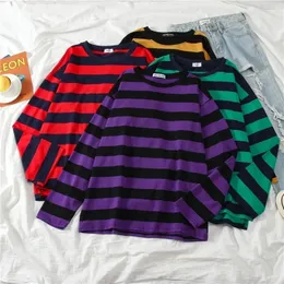 الأسود stripe harajuku streetwear الجمالية الكورية النساء والرجال قميص طويل الأكمام الطويل y2k الملابس القوطية أعلى 240410