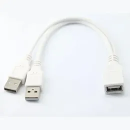 CY Chenyang USB 2.0 Female to Dual A Male Extra Power Data Y Extension Cable for 2.5" Mobile Hard Disk White