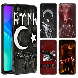 Turkey Flag Wolf Phone Case For Huawei Y6 Y7 Y9 Prime Y5 Lite 2018 2019 Y5P Y6P Y6S Y7A Y7P Y8P Y8S Y9A Y9S Soft TPU Black Cover