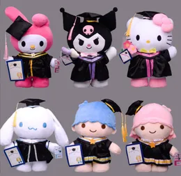 Ins Cinnamoroll Kuromi Graduation Plush da 30 cm Nuovo stile Cartoon Plush Phlust morbido per regali per studenti