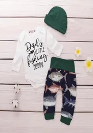 Наборы одежды 024M Born Kids Baby Boy Maint Fish Cotton Romper Daddy Tops и брюки.