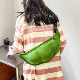 2022 Personality Creative Edamame Shape Ladies Messenger Bag Plush Pea Shoulder Bag Fun And Funny Chest Bag Bolsa De Mensajero