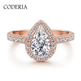 Certificato caduta d'acqua da 1,5 ct Moissanite 6*9 mm Anelli da nozze 18K Gold Promise Eternal Band Sterling Silver Engagement Ring