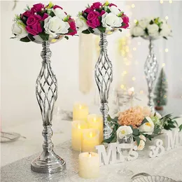 S/m/l Gold Silver Wedding Flowers Vase Metal Table Flower Holder Flower Road Lead Candlestick Home Holdle Holdle Holdle Flower Vase