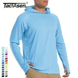 Tacvasen Sun Protection T-shirts Mens Long Sleeve Hoodie Casual UV-Besynta T-shirts andningsbara lättviktiga Dry T-skjortor Male 240409