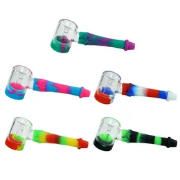 Novo tubo de vidro em forma de martelo de martelo tubo de silicone pyrex queimador de óleo fumador de fumantes shisha shisha plástico bong dab equipamento