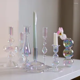 Świecane uchwyty w stylu nordyckim szklanym sztyfcie wazon kolorowy przezroczysty cylinder świeca borokrzewne świece wesela Chris