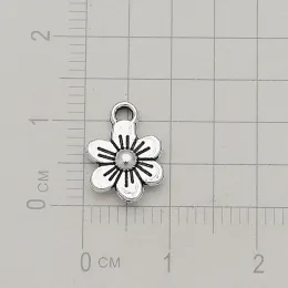 Antik silverpläterade blommor Blossom Plum Charms Connector Pendant för DIY örhängen smycken gör fynd leveranser tillbehör