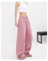 Jeans femminile rosa harajuku high street grunge pantaloni sciolti 2024 primavera estate y2k gamby largo gamby burr denim pantalone