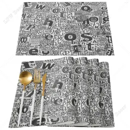 Masa Paspasları 4/6pcs Yemek Mutfak Aksesuarları için Set Spaper Harfler Mat Placemat Çay Pedleri