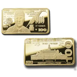 Trump Commemorative Coin Crafts Badge Golden Square Gift Christmas Souvenir Collezione 50*28mm