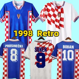 1998 Suker Baban Retro Jerseys Croatia Soccer Jerseys Men Home Away Vintage Prosinecki Shirt Soldo Stimac Tudor Mato Bajic Maillot de Foot