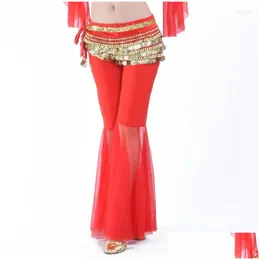 Stage Wear Belly Dance Mesh Flared Pants Costume Accessories Performance Prop Y Tassel Sequins Drop Delivery Apparel Otyj0