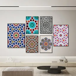 Orientalne, islamskie motywy, Zellige, islamska mozaika, płytki meczetowe, motywy marokańskie, Marrakech Alhambra Color Plakat Decor Home Decor