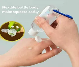 Bottiglie per disinfettanti per mani vuote da 30 ml da 50 ml con gancio ad anello tastiera trasparente bottiglia ricaricabile di alcol in plastica trasparente per la plastica da viaggio B1037009