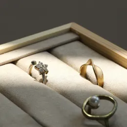 Holzgrün/Unqiue Beige Vevlet Hülle Halskette Organizer Jewlery Verpackung Geschenkbox Ring Ohrringhalter Armband Ständer Großhandel