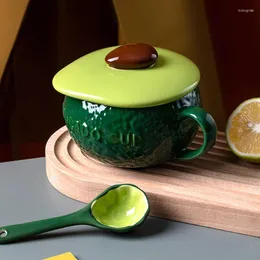 Креативные керамические молочные кружки с крышкой с крышкой чайной чай чайный завтрак подарок в форме авокадо 300 мл декоративного