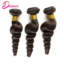 브라질 인간 머리 묶음 느슨한 파도 다발 만 #2 짙은 갈색 1/3/4 번들 거래 9A remy hair Extensions 8-26 인치