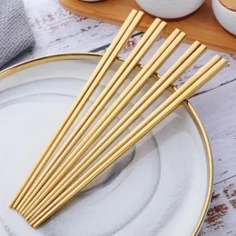 Chopsticks 1 Pair Sushi 304 Stainless Steel Grade Square Chinese Silver Metal Chopstick Reusable Chop Stick Kitchen Tools
