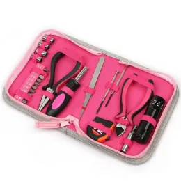 23pcs Kit de alicates de fenda rosa Ferramenta kit multifuncional fita métrica de parafuso Ferramenta de reparo manual Ferramenta de reparo doméstico