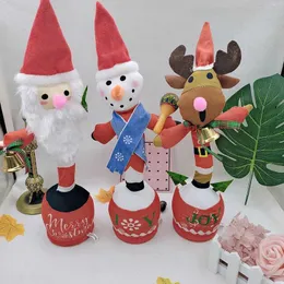 دمى Plush Christmas Dance Santa Claus Electronic Plush Toys Soft Plush Dolls Baby Elk يمكنها الغناء وتعلم التحدث عن هدايا عيد الميلاد J240410