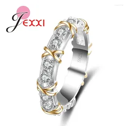 Clusterringe X Style Classic Crystal for Women Gift Engagement Jubiläum Stempel S925 Sterling Silver Ring Promotion