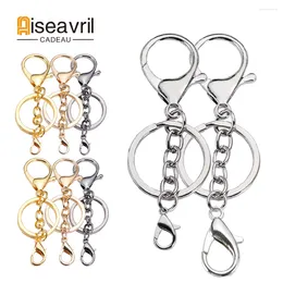 Keychains 5st/Lot 30mm Key Ring Long 93mm Classic 4 Colors Plated Lobster Clasp Hook Chain Jewelry Making for Keychain