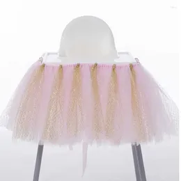 의자 덮개 100cm x 35cm tutu 얇은 명주 그물 테이블 스커트 높은 가정 직물 파티 용품을위한 베이비 샤워 생일 장식