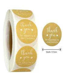 500pcsroll Упаковка спасибо за поддержку моей бизнес -наклейки Kraft с круглыми этикетками Drage