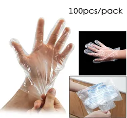 In Stock fast Ship 100pcs 50pairs Disposable Transparent Plastic Gloves Food Cleaning Catering Protective Hand Fast delive4993499