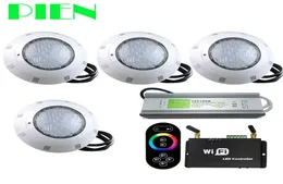 WifiワイヤレスRGB LEDプールライト樹脂充填PAR56水中LUZピシナIP68 12V 18W 42W RFリモート電源4PCS1590417