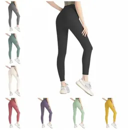 Al High midja Yoga Leggings Pants Women Push-Up Fitness Soft Align Elastic Hip Lift T-Shaped Sports Pants Running Training Lady Lagging