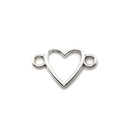 100 st mycket antik silverpläterade hjärtlänkanslutningar charms hängsmycken för smycken som gör DIY handgjorda hantverk 16x24mm255i