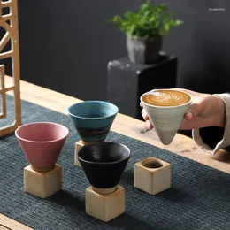 Bardak Saucers 1pc Retro Seramik Çay Bardağı Kaba Çanak Çömlekçilik Japon Latte Çekme Çiçek Porselen Ev İçecek