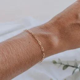 Länk armband guldfärg charm för kvinnor rostfritt stål hummer lås snap knapp smycken accesorios mujer dropp grossist