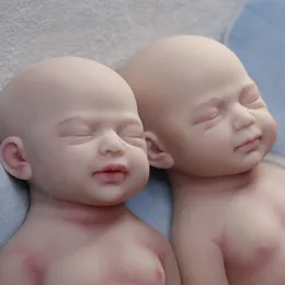 COSDOLL Twins Full Silicone Baby Dolls 18.1 in Eyes Closed Girl and Boy Realistic Soft Silicone Newborn Handmade Baby Dolls New